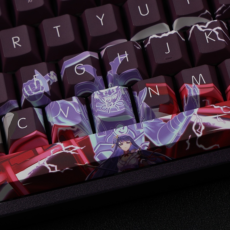 Raiden Shogun Keycaps Cherry Profile Genshin Beelzebul PBT Dye Sub Cơ Keycap