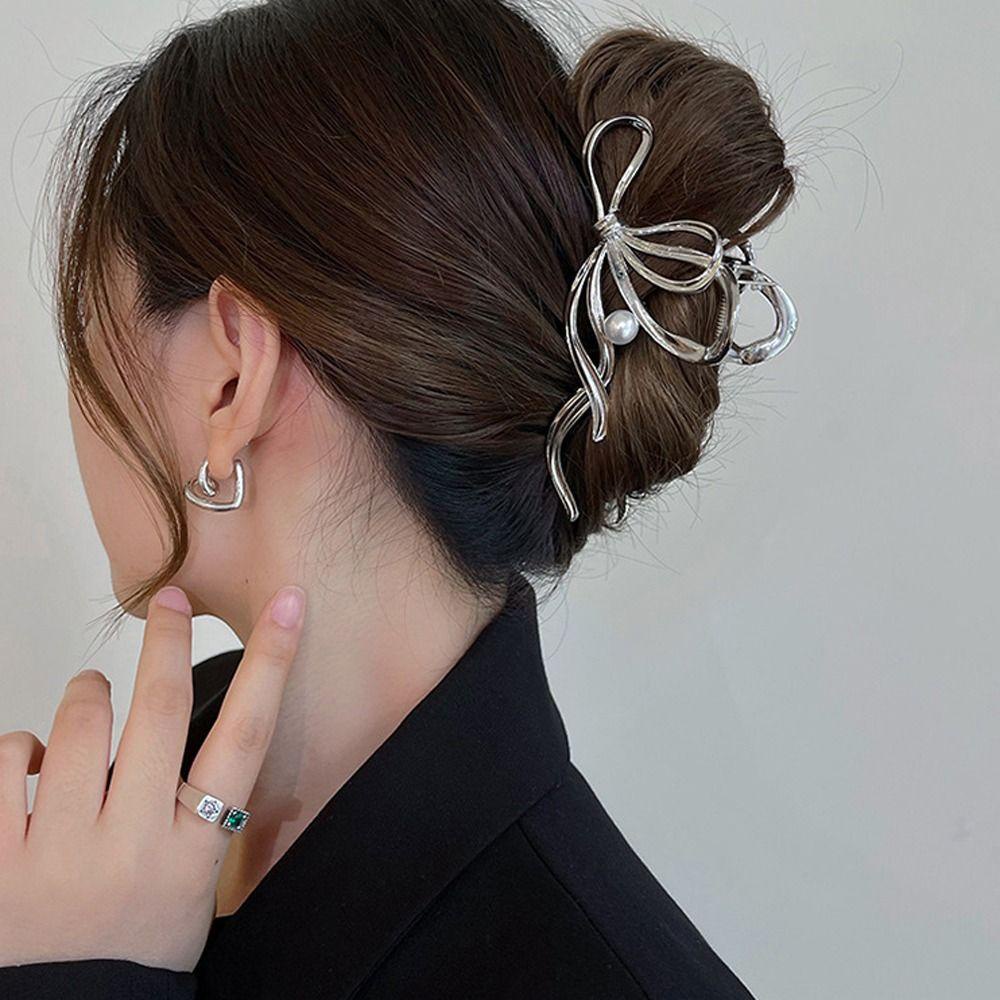 Kẹp Tóc Nơ Kim Loại Kiểu Dáng Ngọt Ngào Cho Nữ