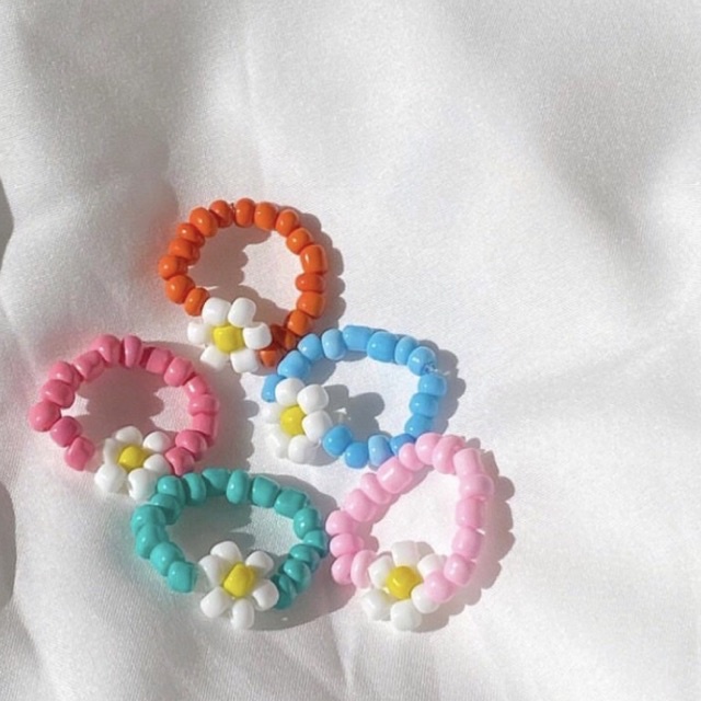 Nhẫn Hạt Cườm Hoa Màu Pastel Baby Dễ Thương