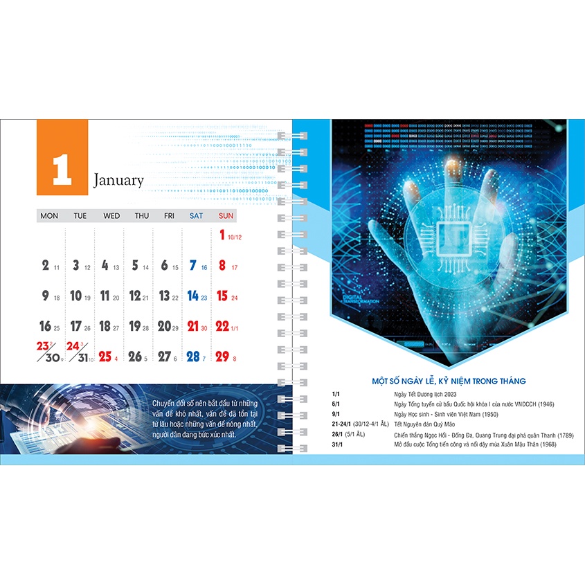 Lịch để bàn đế nhựa Chuyển đổi số quốc gia