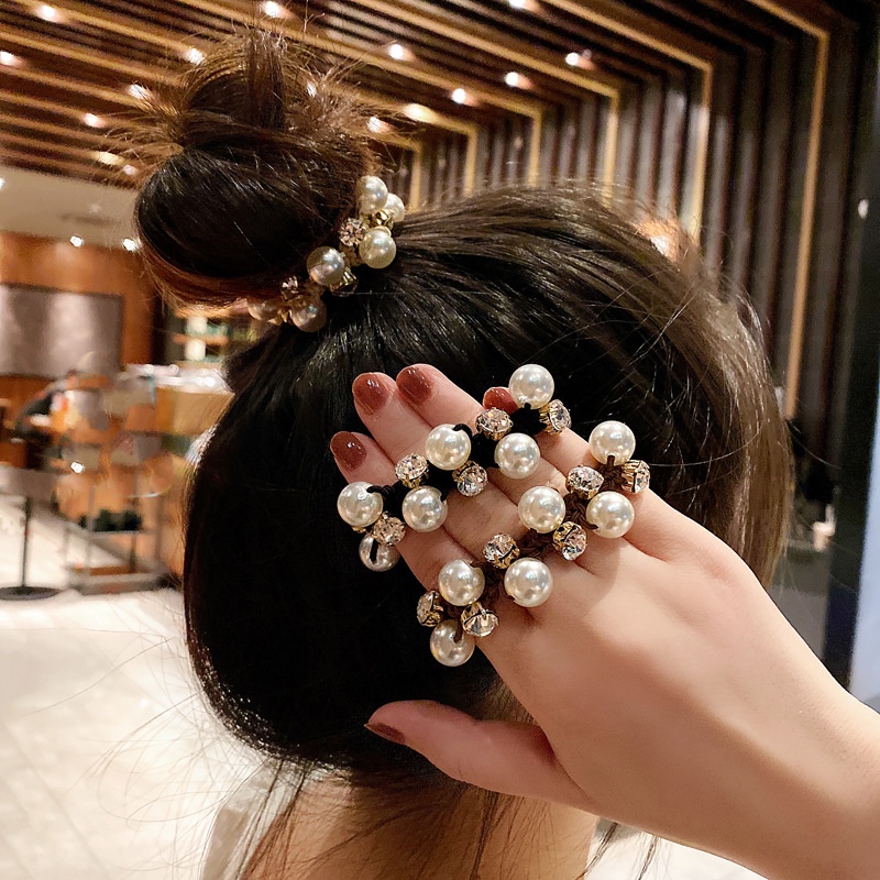 Dây Buộc Tóc Đính Ngọc Trai Giả Co Giãn Thời Trang Cho Nữ