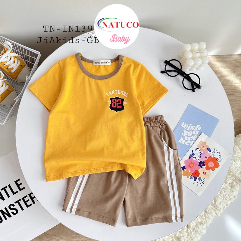 [Bé 8-27 Kg] Bộ Quần Áo Ngắn Tay Trẻ Em Vải Cotton Hiệu Minky Mom Cho Bé Trai, Bé Gái 0-8 Tuổi - Mã: TN-IN139