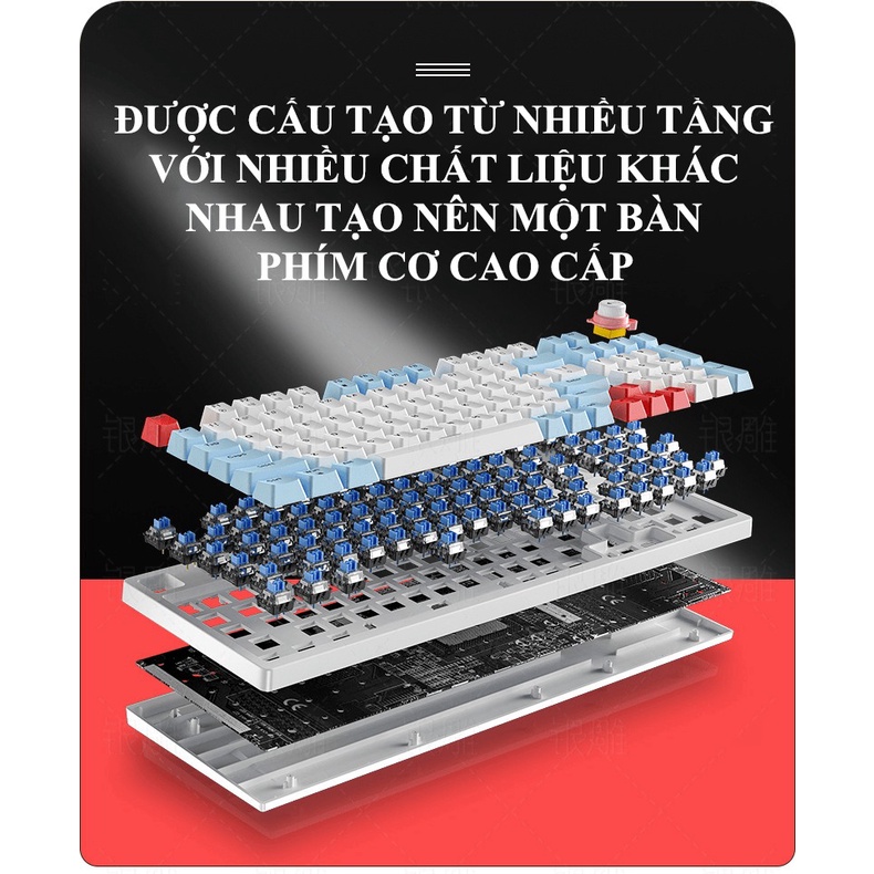 Bàn phím cơ blue switch YINDIAO K700 thiết kế mini 96 phím với nút vặn đa năng có 12 chế độ đèn LED siêu đẹp - NK