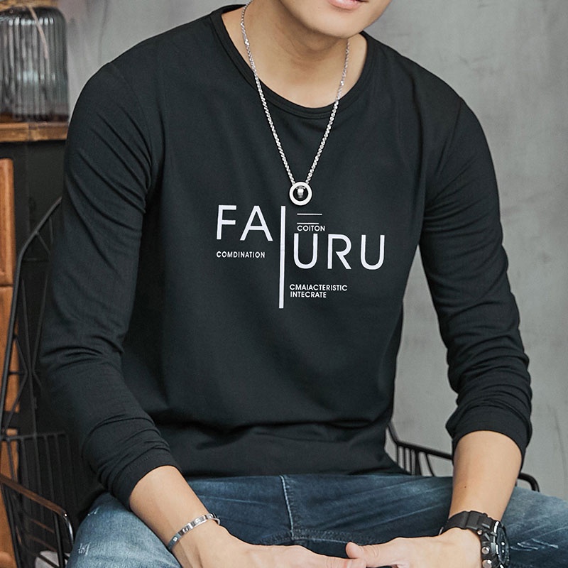 Áo Thun Dài Tay Cổ Tròn Dáng Ôm Trẻ Trung Giản Dị Dành Cho Nam