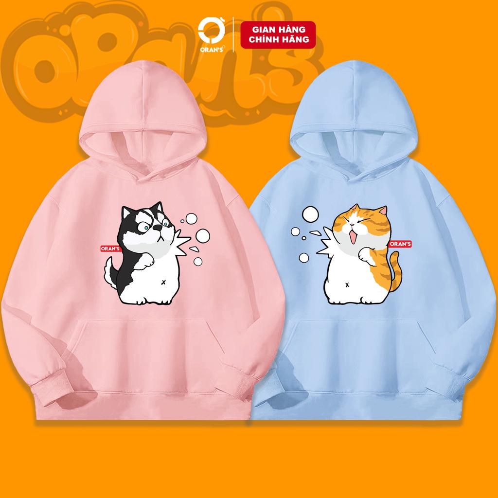 Áo Hoodie đôi in hình chó mèo dễ ORAN'S chất nỉ cotton lót bông cao cấp form rộng unisex - ORAN'S HOODIE 03