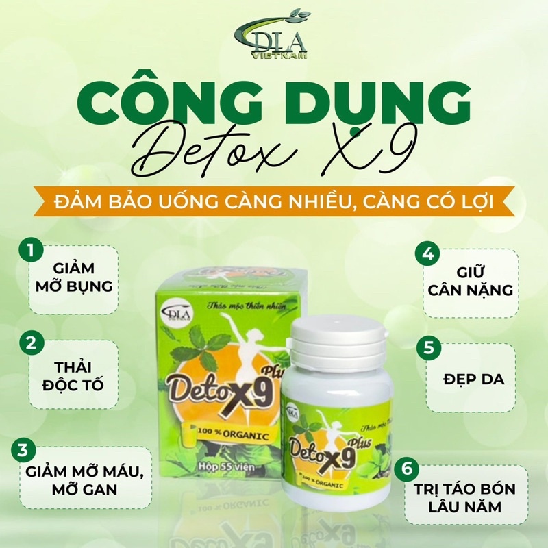 Detox X9 Giảm Mỡ Bụng, Hàng Chính Hãng Hộp 55 Viên