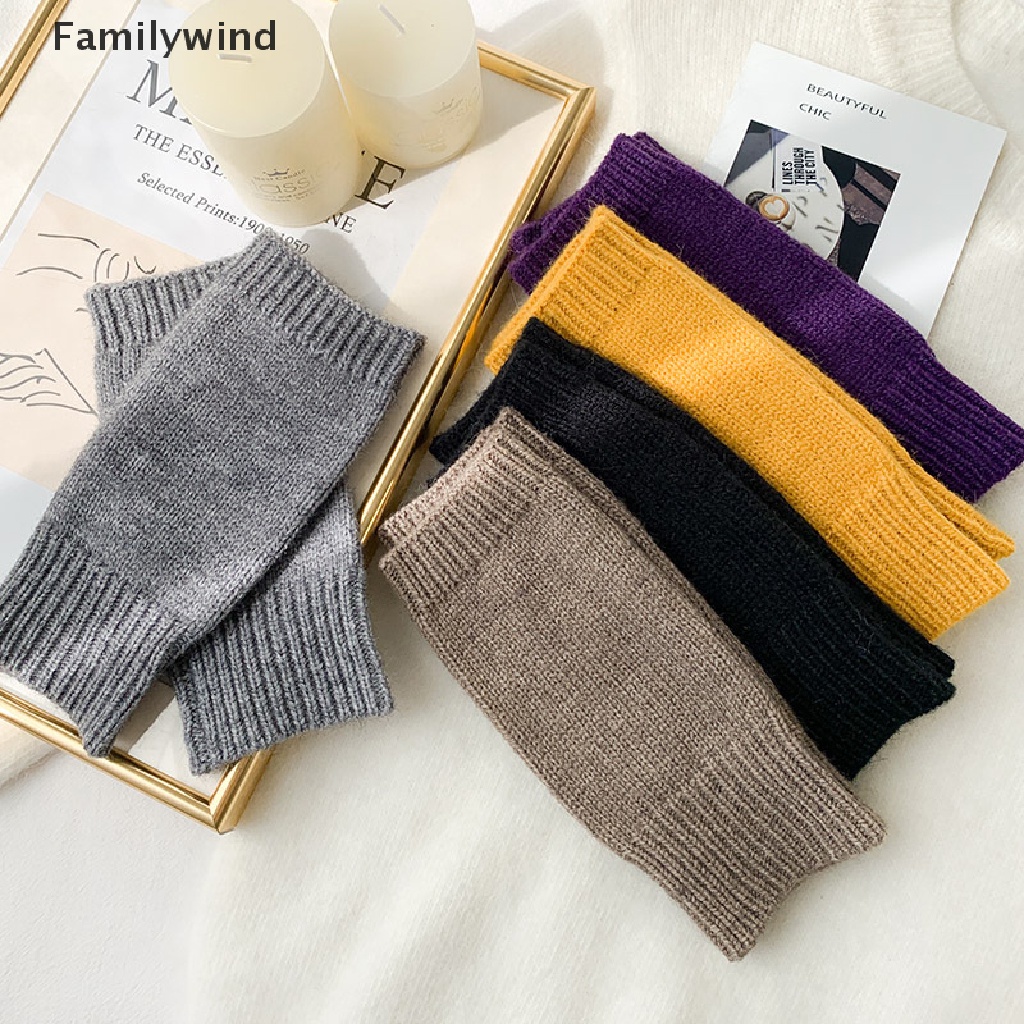 1 Đôi Găng Tay Len Hở Ngón Dày Dặn Giữ Ấm Mùa Thu Đông Cho Nữ