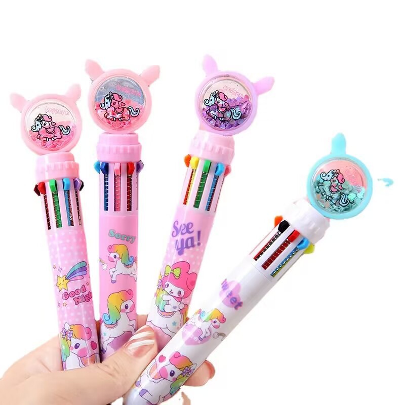 Bút Bi Ngòi 0.5MM 10 Màu Dễ Thương Cho Học Sinh