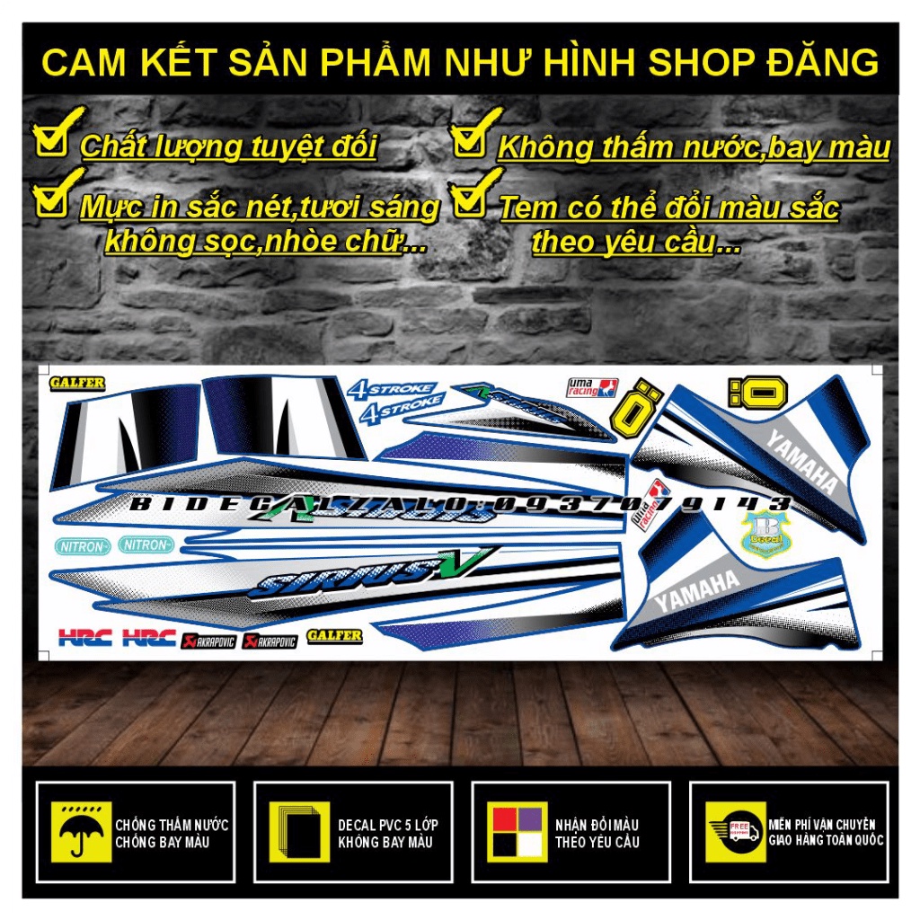 TEM RỜI SIRIUS V PHỐI XANH ĐEN - THU DECAL