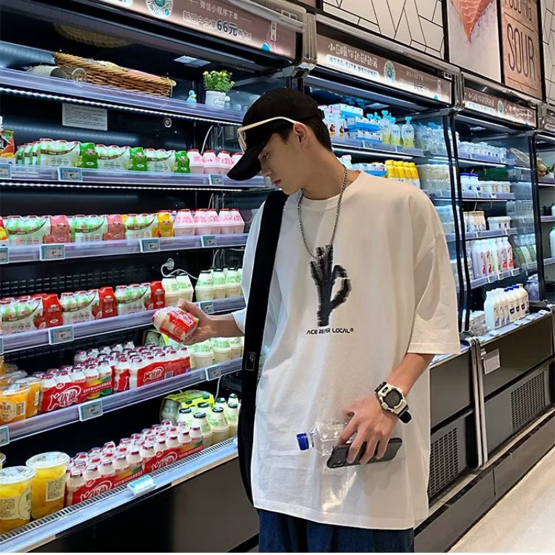 Áo Thun Tay Ngắn Cổ Tròn Dáng Rộng In Họa Tiết Hoạt Hình Phong Cách Hàn Quốc Thời Trang Cho Nam Và Nữ Size M-8XL