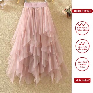 V002 - Chân váy voan LINH RUBI STORE  công chúa cạp chun xếp tầng nhiều lớp xòe bồng có lớp lót trong