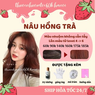  Thuốc nhuộm tóc màu Nâu Hồng Trà tặng kèm trợ dưỡng găng tay 