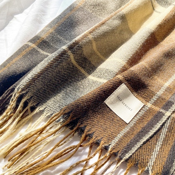 Khăn quàng cổ caro unisex vintage - Khăn choàng cổ len nam nữ Self Service kẻ caro ulzzang Hàn Quốc mềm mịn DAPPERMAN