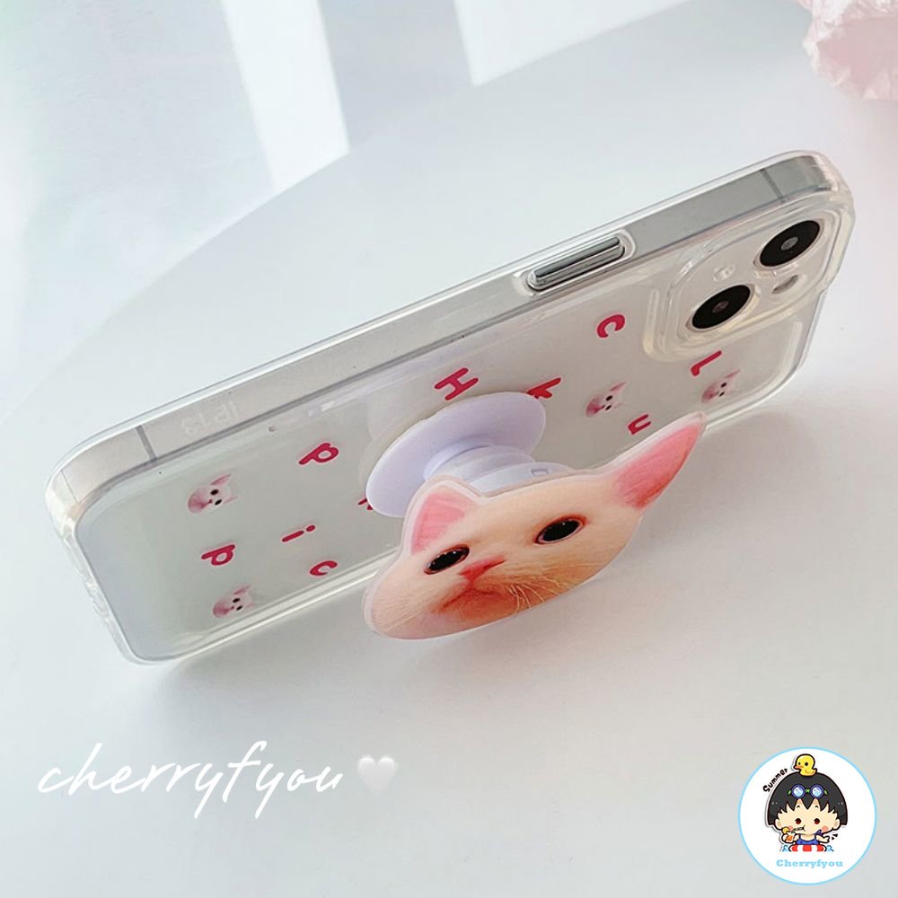 Ốp Điện Thoại TPU Mềm Chống Bụi Chống Sốc Có Giá Đỡ Hình Đầu Mèo Cho IPhone 14 13 12 11 Pro Max