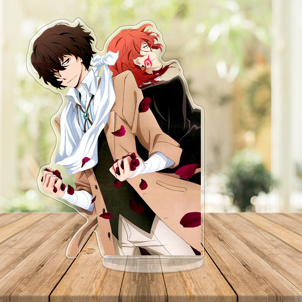Standee mica đứng Ani Decor in hình nhân vật Dazai và Chuuya siêu cute để trang trí góc học tập bàn học tập