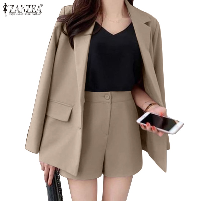 Set đồ ZANZEA gồm áo khoác blazer + quần short thời trang nữ