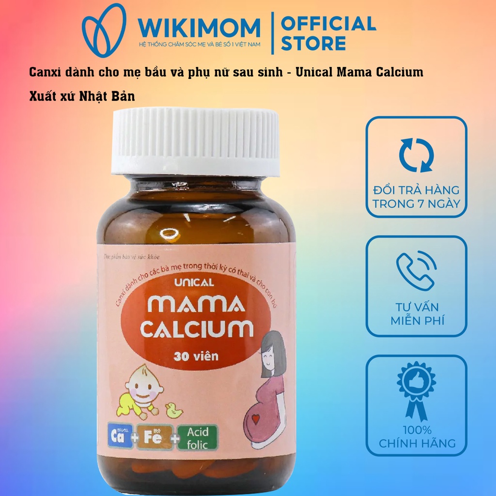 Canxi Unical Mama Calcium hộp 30 viên - wikimom - Xuất xứ Nhật Bản