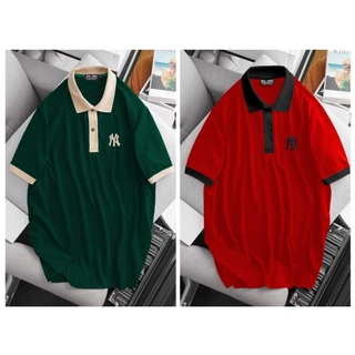 Big size - Áo thun polo phối cổ thêu N Y vải cotton 100% <130kg