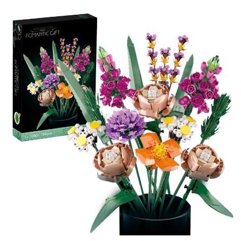 Lego 10280 - Tigers 10801, X19005 ( Xếp Hình Bó Hoa Sặc Sỡ Flower Bouquet 756 Khối )