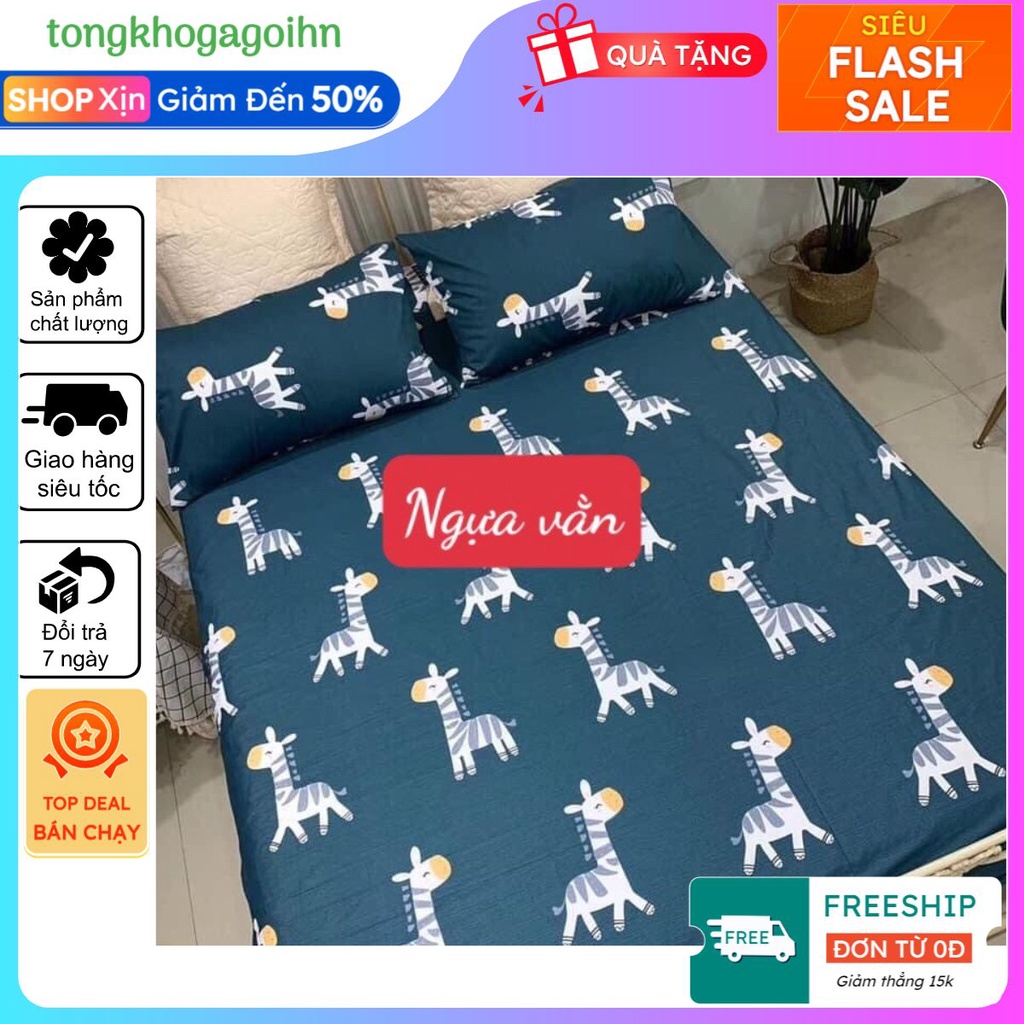 Bộ ga gối Coton Poly Hàn 1m8,2m,đa dạng mẫu(LV đỏ)