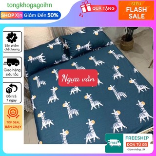 Bộ ga gối Coton Poly Hàn 1m8,2m,đa dạng mẫu(LV đỏ)
