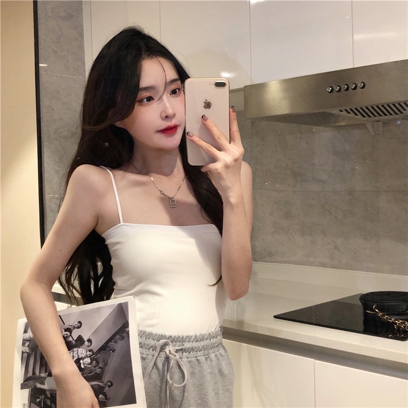 NRVP Áo Tank Top Đơn Co Giãn Phong Cách Hàn Quốc Mới Với Đệm Lót