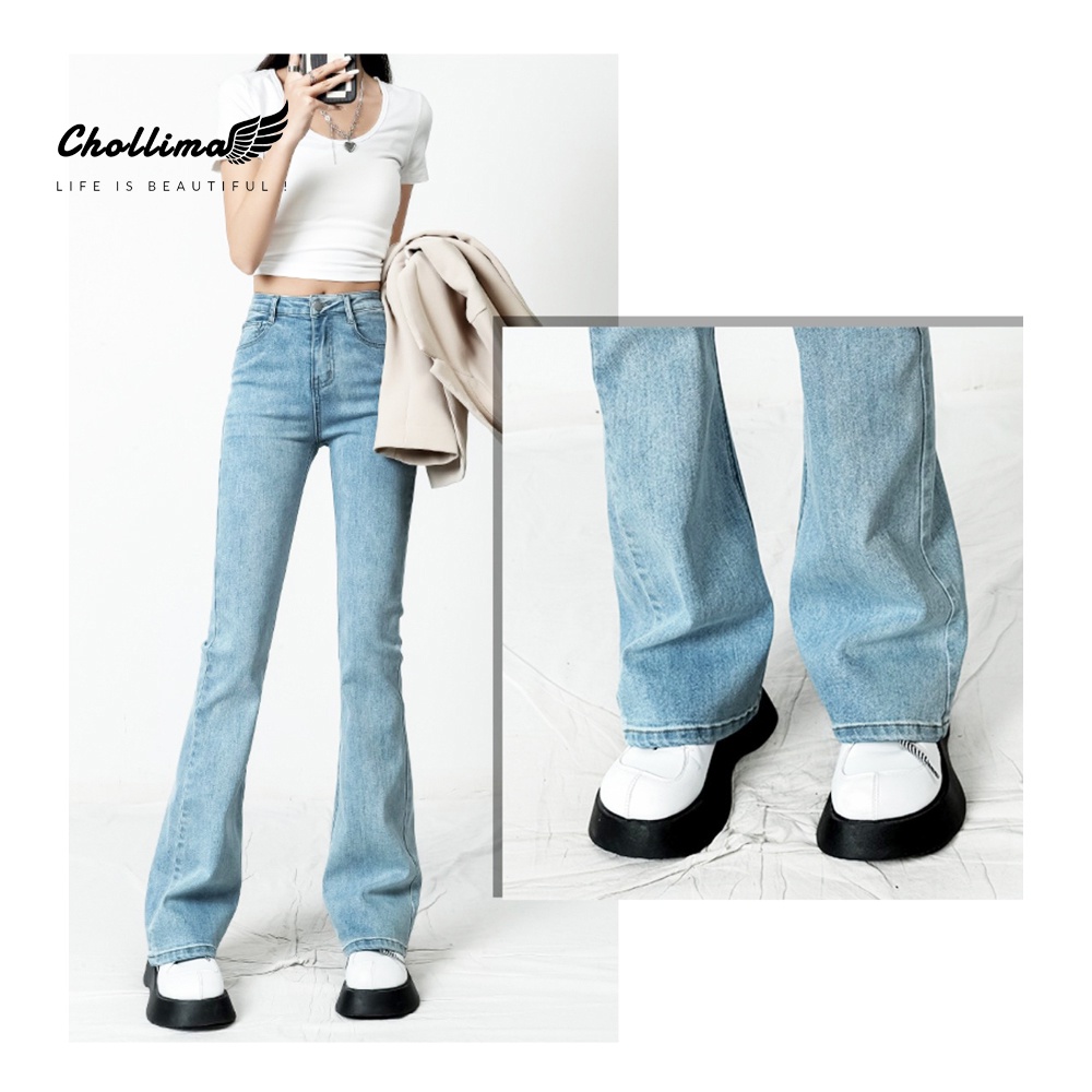 Quần jeans nữ ống loe co giãn Chollima QD046 trẻ trung năng động ulzzang phong cách hàn quốc