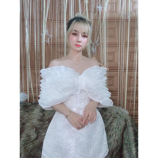 Đầm chữ a tần vai hình thật