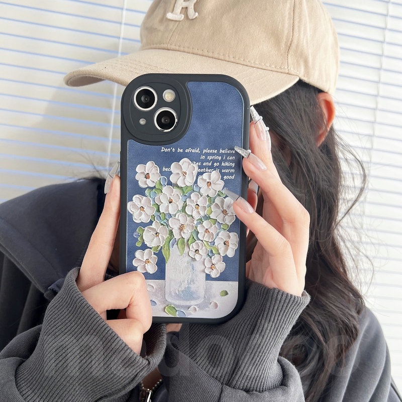 Casing Samsung Galaxy A12 A13 A23 A73 A53 A33 A52 A52S A50 A50S A30S A11 A31 A70 A20 A30 A10S A22 LTE M11 M12 M22 M23 M32 M31 A32 A03S A02S A21S A51 A72 A71 4G 5G Oil painting Flowers Oval Edge Airbag Shockproof Soft Phone Case XPN 29