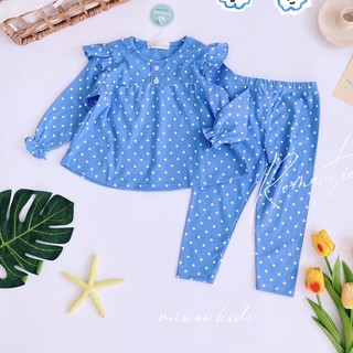 Đồ bộ tay dài bé gái babydoll Miwoo xuất Nhật