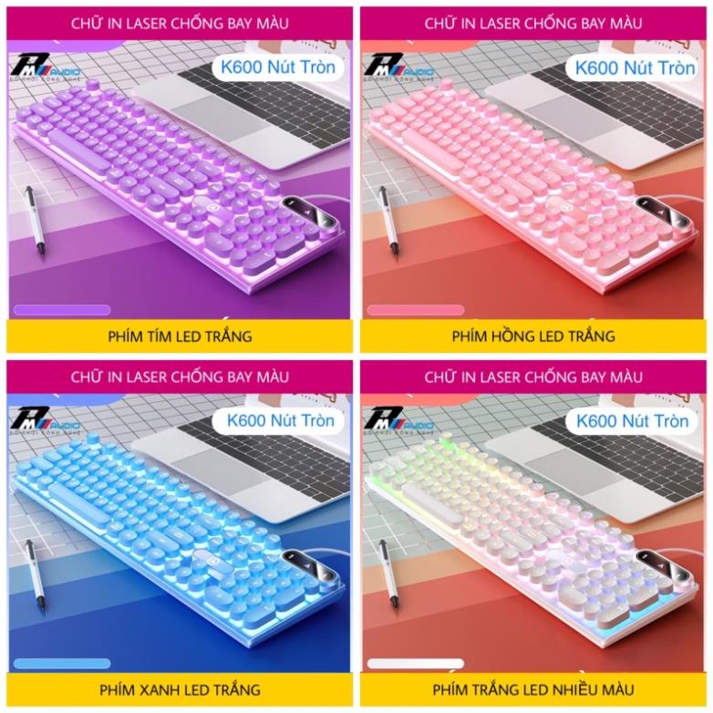 Bàn Phím Giả Cơ K600 Nút Tròn Led Xuyên Chữ Chuột G5/G15 Dùng Cho Máy Tính Laptop Chuyên Game Làm Việc Văn Phòng Giá Rẻ