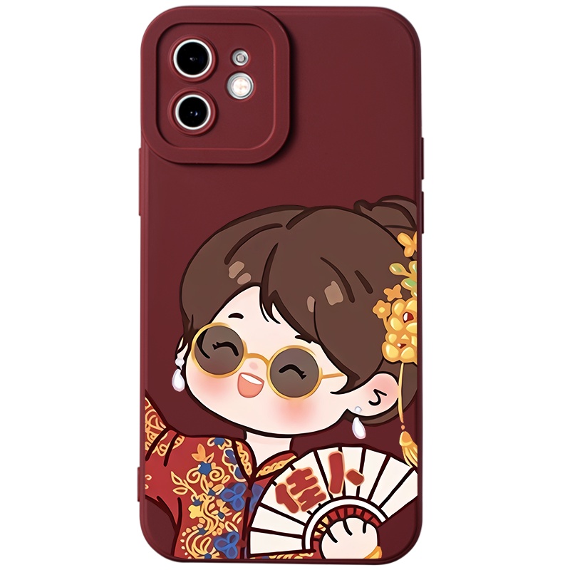 Ốp lưng JURSUE Tết hoạt hình cặp đôi dễ thương đẹp ngộ nghĩnh Cho iPhone 14 13 12 11 Pro Max SE 2020 X XR XS 8 7 ip 6S 6 Plus kute XYH1046