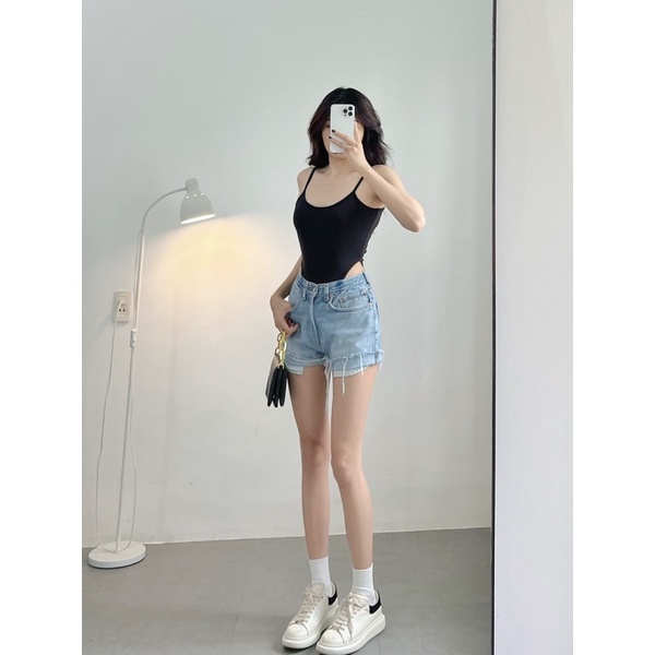 Bodysuit 2 Dây Thun Gân Xịn