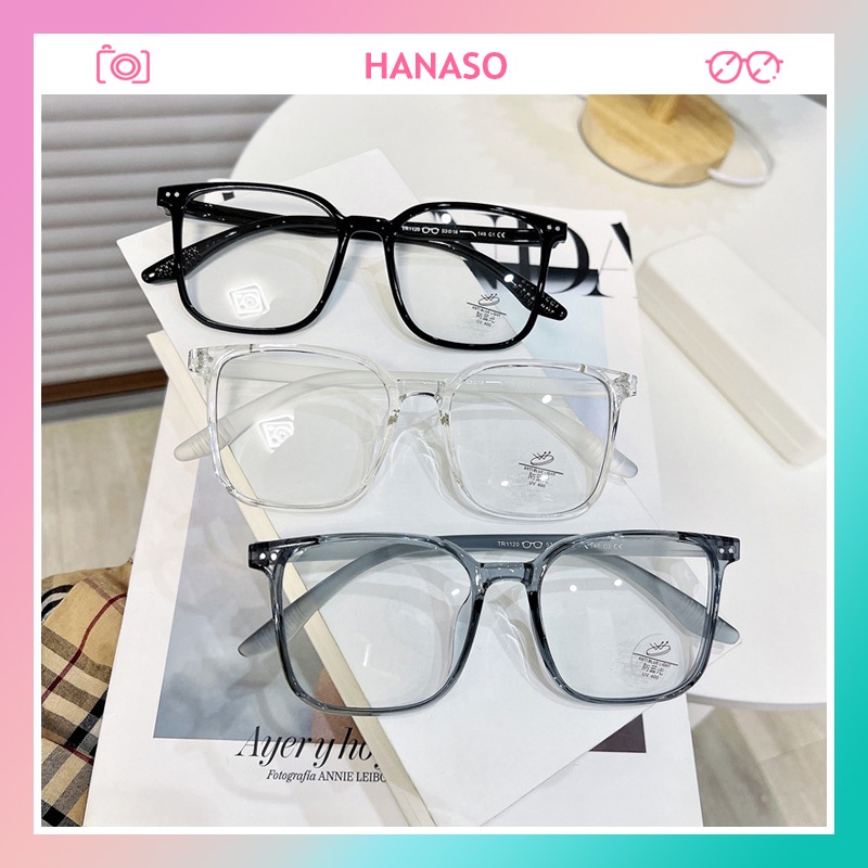 Gọng kính cận nữ nam chống UV400 và tia bức xạ style Hàn Quốc mắt kính hai chấm hit hot thời trang giá rẻ đẹp HANAS0 112