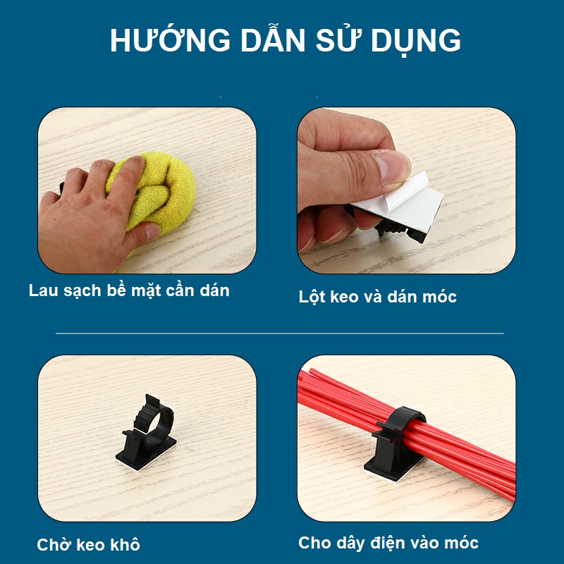10 Cái Móc Dán Cố Định Dây Điện PA66