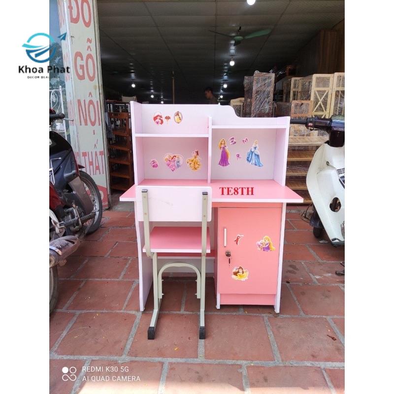 Bàn học sinh kèm giá sách và ghế cho bé tự lắp ráp phối màu siêu xinh- Khoa Phát CS2