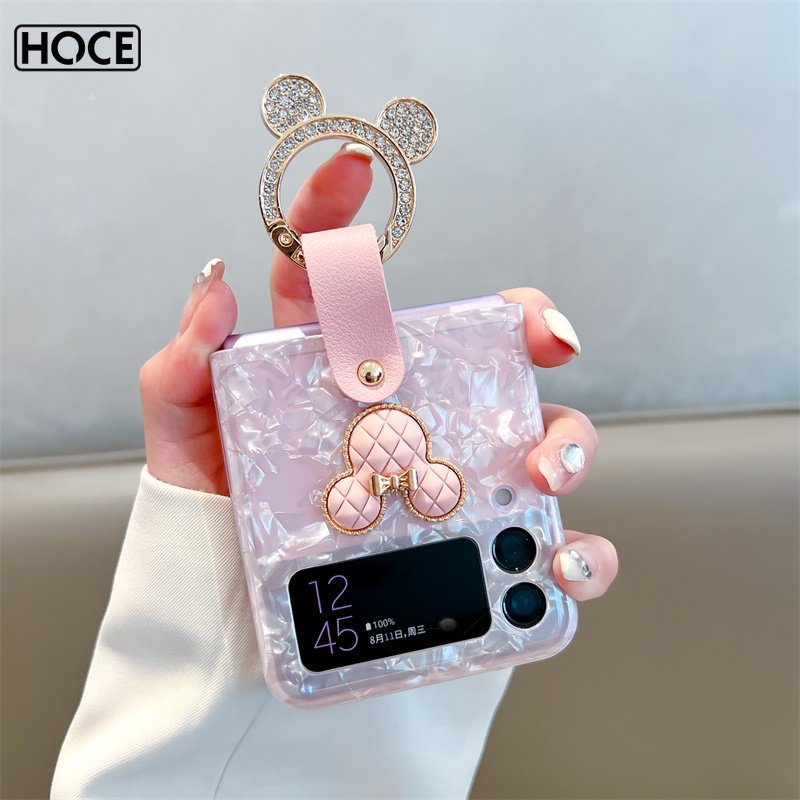 Ốp Điện Thoại PC Cứng Họa Tiết Tai Chuột Mickey Lấp Lánh Cho Samsung Galaxy Z Flip 3 5G Z Flip4 zflip2