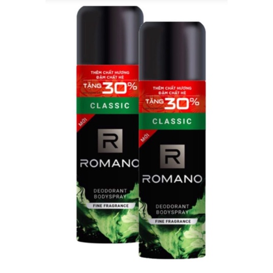 (2 tặng 1) Combo 2 chai xịt khử mùi Romano 195ml tặng dầu gội/sữa tắm