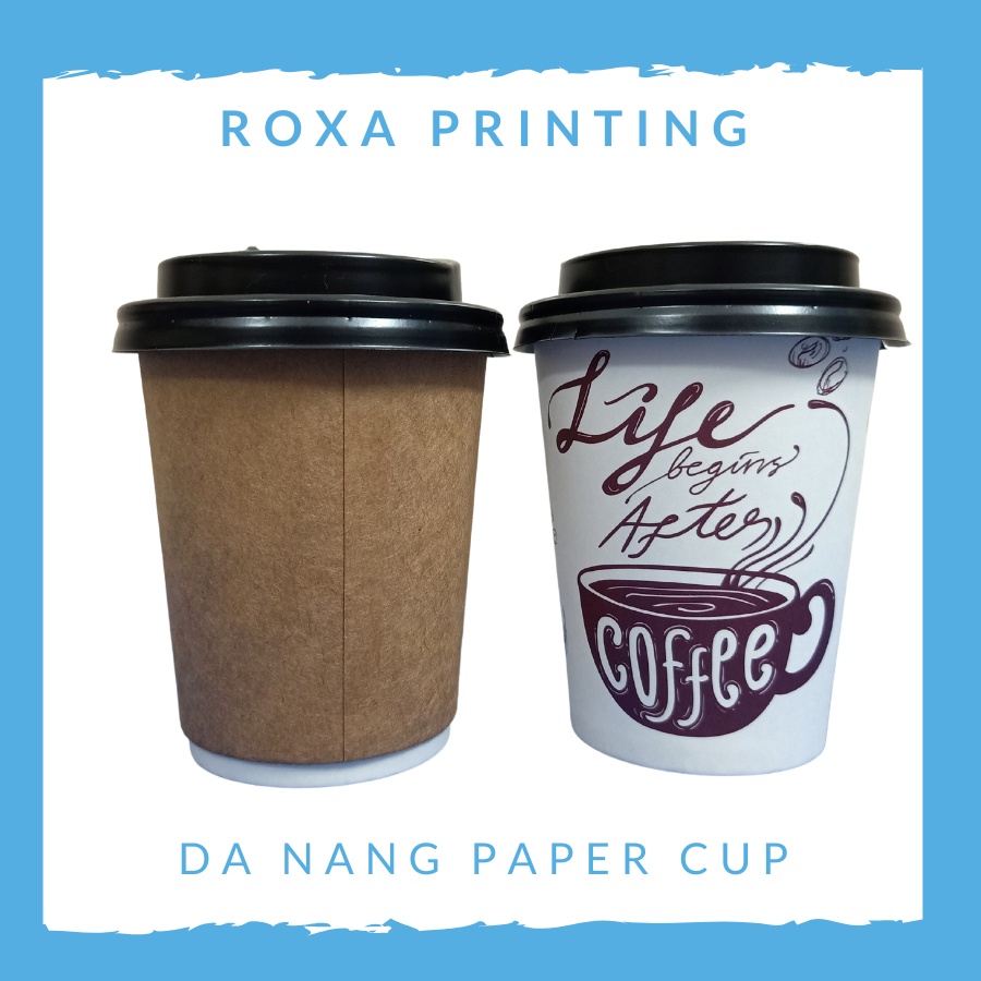Set 50 Ly giấy cà phê in hình có nắp nhiều size