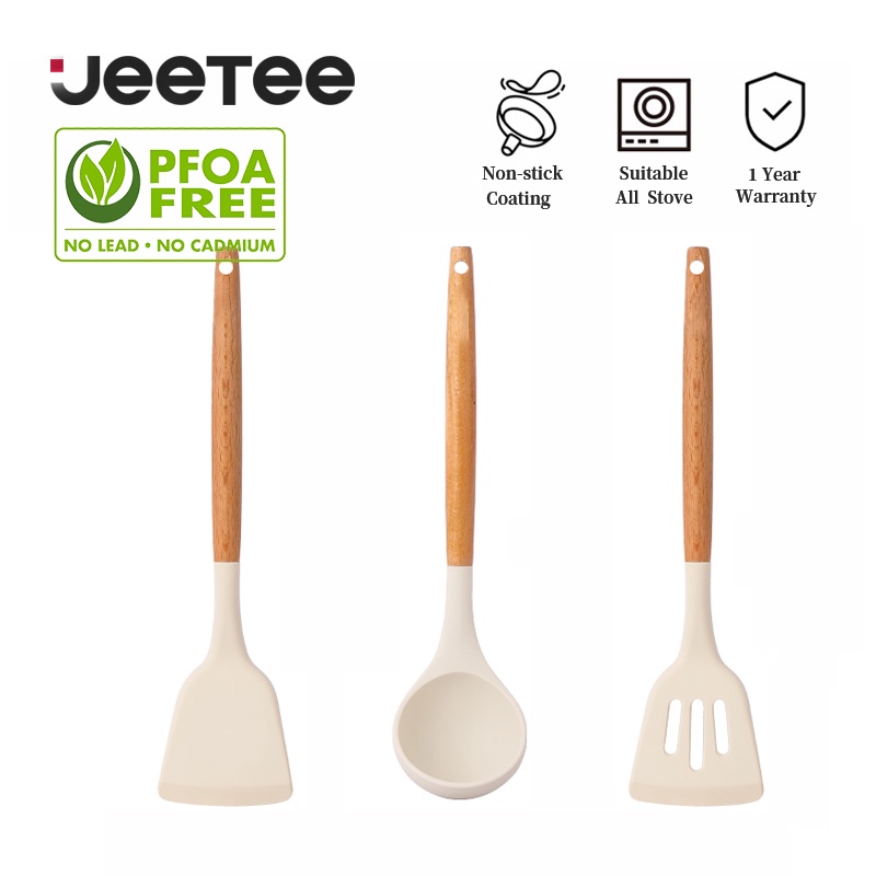 JEEETEE 3pcs Xẻng Nấu Ăn Bằng Silicone Cách Nhiệt Chống Dính Tiện Dụng Cho Nhà Bếp