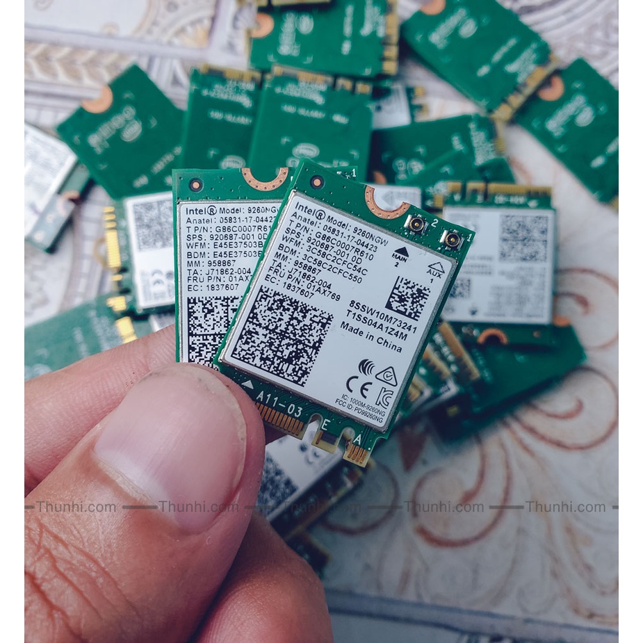 Wifi Card 2 bằng tần 2.4GHz/ 5GHz AC Intel 9260NGW speed 1730Mbps, card Bluetooth 5.1