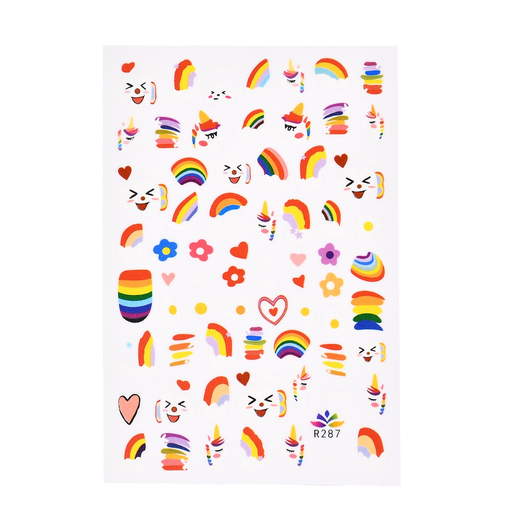Miếng Dán Trang Trí Móng Tay Màu Cầu Vồng Xinh Xắn JP5
