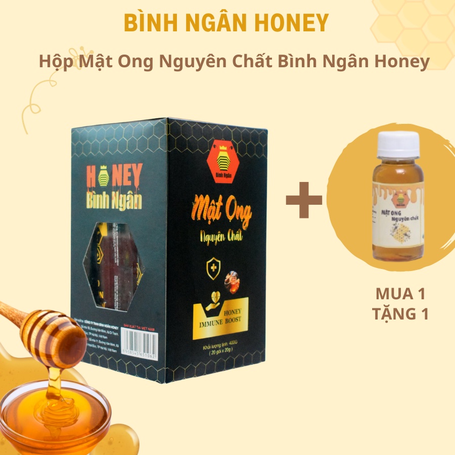 Mật Ong Nguyên Chất Hoa Rừng Bình Ngân dạng hộp dễ dàng mang đi, tiện lợi