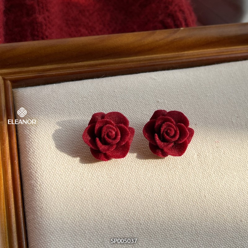 Bông tai nữ chuôi bạc 925 Eleanor Accessories hình hoa hồng xinh xắn phụ kiện trang sức thanh lịch
