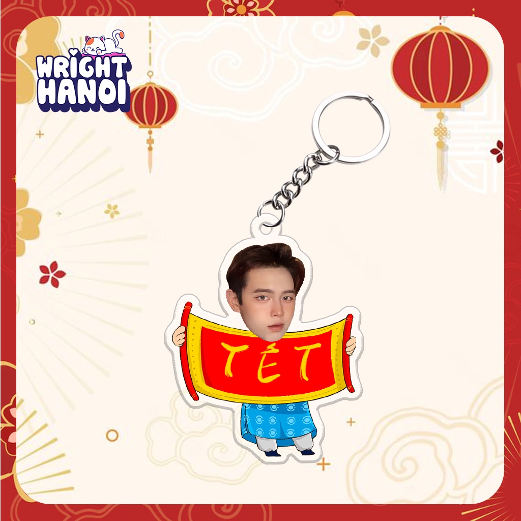 Móc khóa mica in theo yêu cầu ghép mặt ngày tết Quý Mão