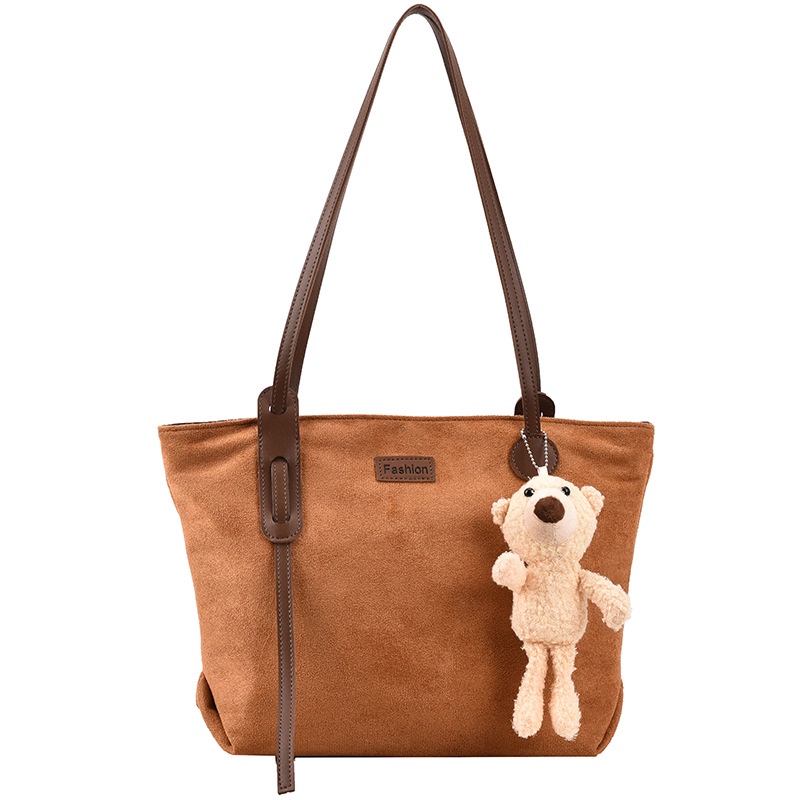 Túi Đeo Vai Da Lộn Cỡ Lớn Họa Tiết Gấu Thời Trang Cho Nữ