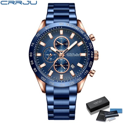 Đồng Hồ Quartz CRRJU Đa Năng Chống Thấm Nước Bằng Thép Không Gỉ 2306 Thời Trang Sang Trọng Cho Nam