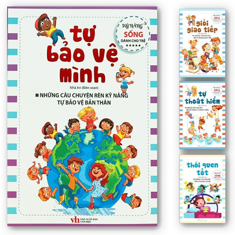 Sách - Rèn Kỹ Năng Sống Cho Bé : Tự Bảo Vệ Mình, Giỏi Giao Tiếp, Tự Thoát Hiểm, Thói Quen Tốt