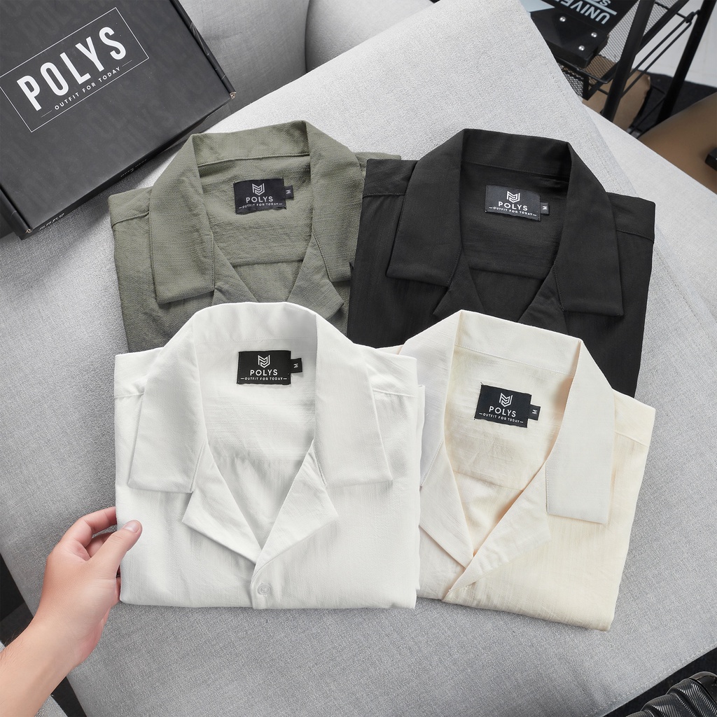 Áo Sơ Mi Đũi Nam POLYS Tay Ngắn Cổ Vest 4 Màu, Vải Đũi Tơ Co Giãn Thấm Hút Tốt SƠ MI ĐŨI NGẮN TAY