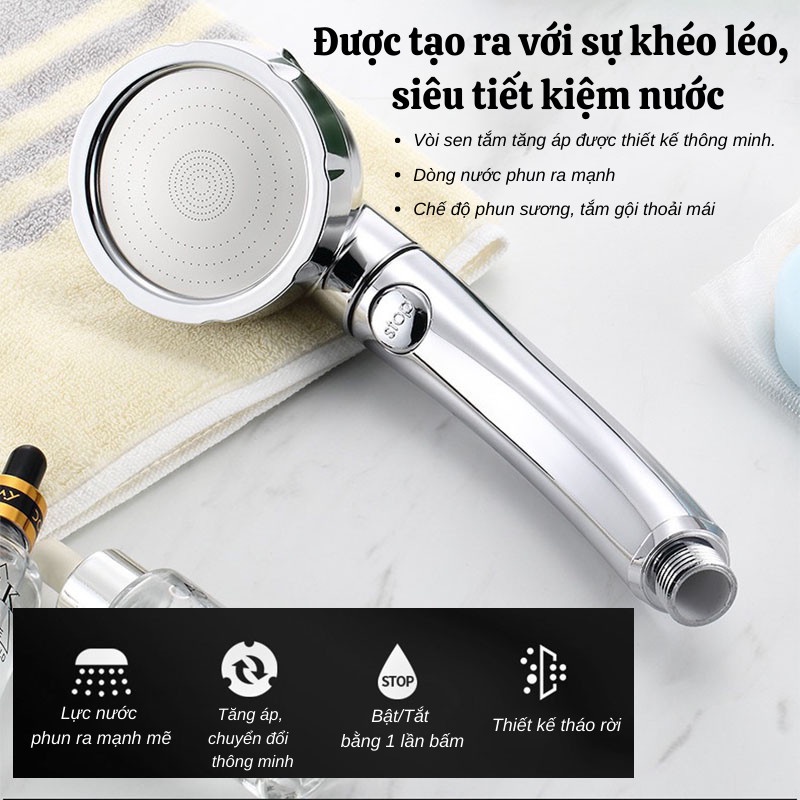 Vòi Hoa Sen Tăng Áp ALIX Vòi Sen Lọc Nước 3 Chế Độ Nước Siêu Bền